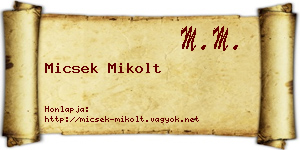 Micsek Mikolt névjegykártya